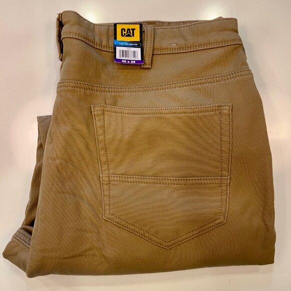 CAT Caterpillar Fleece-Lined Canvas Pants, 40x29, Brown, NWT - Picture 2 of 6